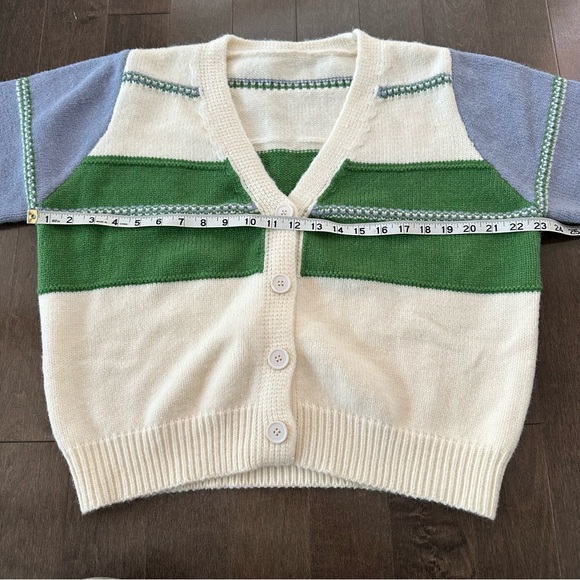 Cider Green and Blue Striped Cardigan - Picture 3 of 6